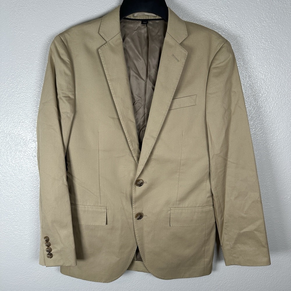 J Crew Ludlow Cotton Blazer Jacket Sport Coat Mens Sz 34Short Khaki‎ Tan Classic